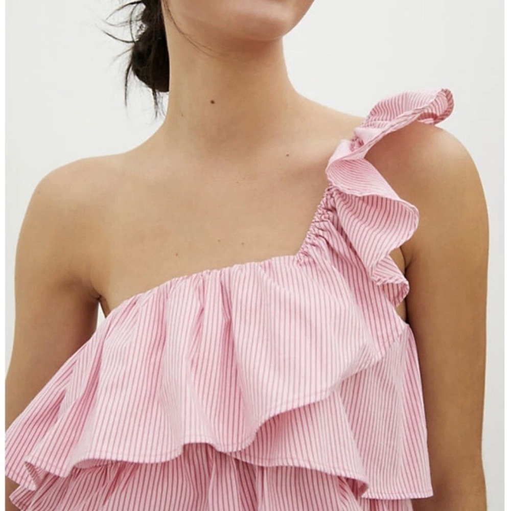 Maeve Pink Striped One-Shoulder Dress
